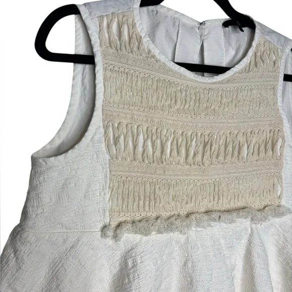 Tibi White Peplum Babydoll Sleeveless Boho Flowy Blouse Size 8 - Picture 6 of 12